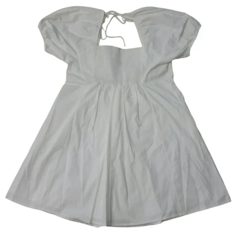 Draper James Ladies Square Neckline Tie Back Puff Sleeve Dress White, XL NWT